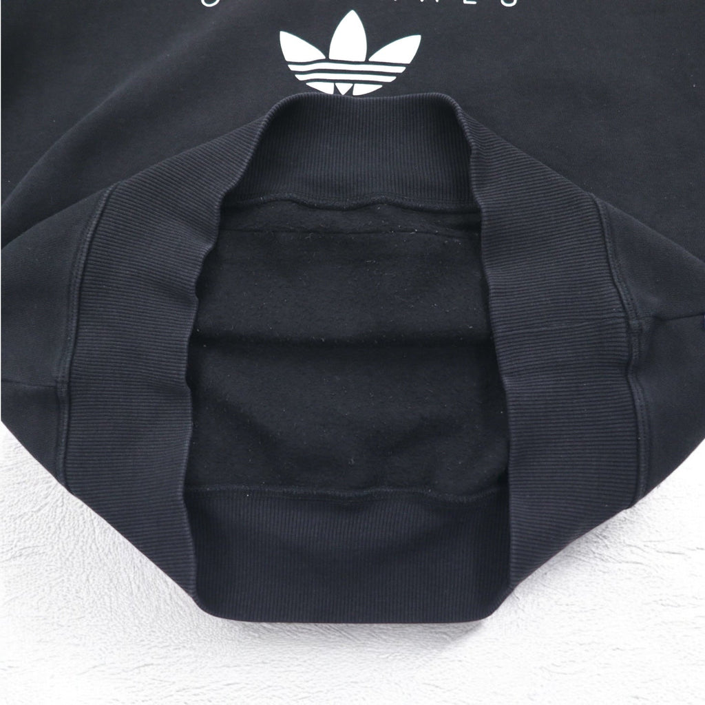 adidas Originals Felpa con Cappuccio con Stampa Logo Trifoglio XL Nera Interno Felpato AY6630