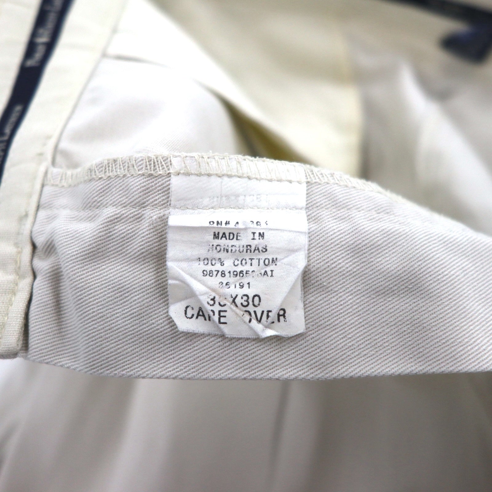 POLO RALPH LAUREN anni '90, pantaloni chino larghi a due pinces, taglia M, beige, cotone