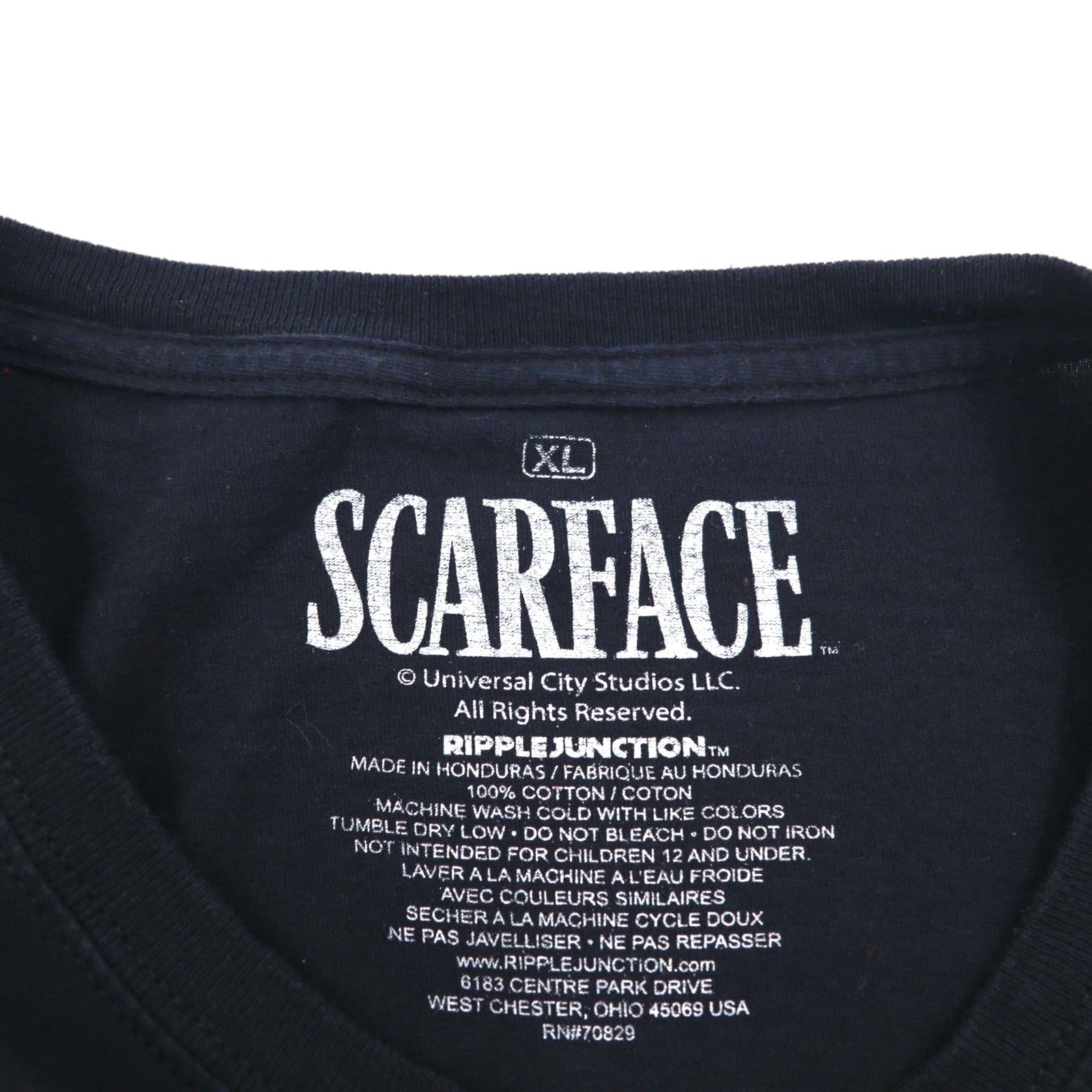 SCARFACE film T-shirt XL nero cotone Al Pacino RIPPLE JUNCTION Made in Honduras