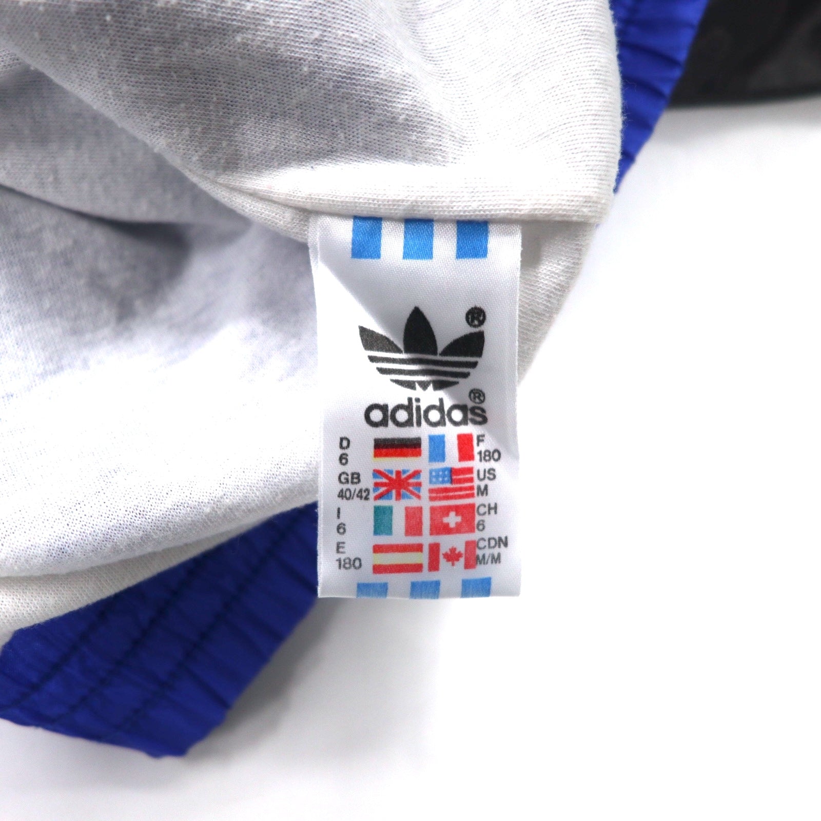 Giacca in nylon adidas anni '90, giacca da pista F180 blu, logo a trifoglio, etichetta argentata, taglia grande