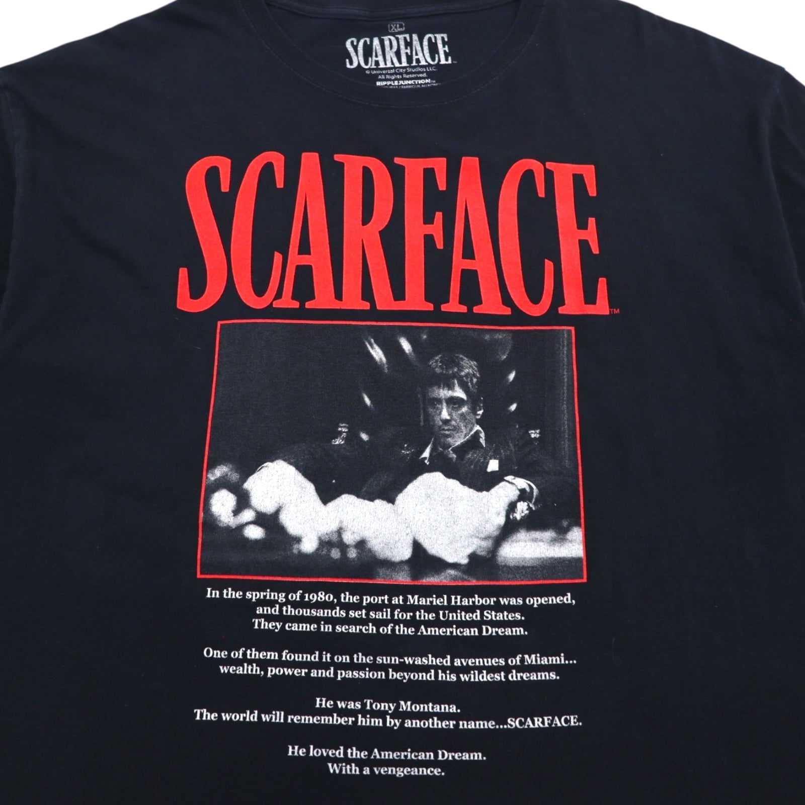 SCARFACE film T-shirt XL nero cotone Al Pacino RIPPLE JUNCTION Made in Honduras