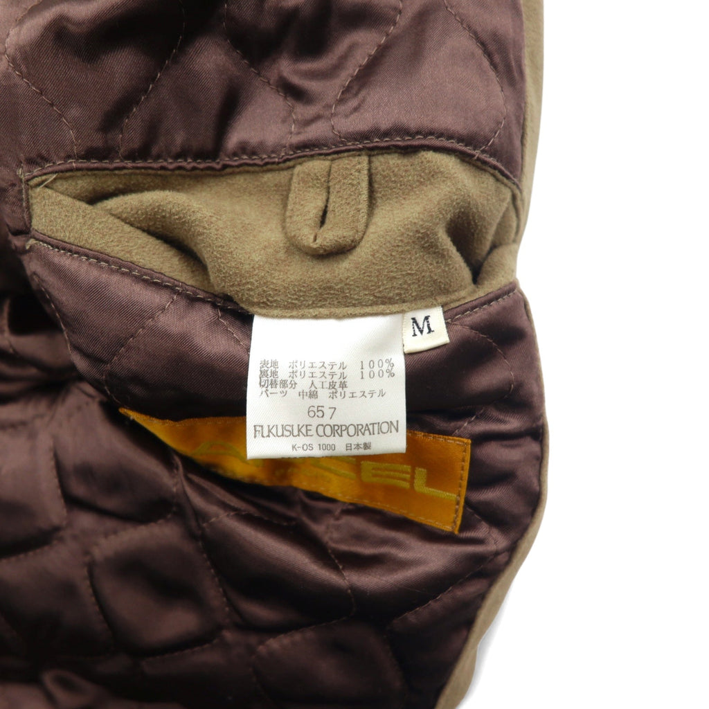 LANCEL Giubbotto bomber con inserti in materiali diversi, taglia M, marrone, in poliestere, con cappuccio ripiegabile, made in Japan