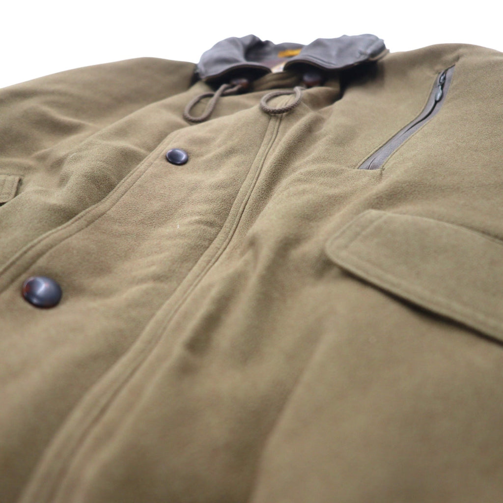 LANCEL Giubbotto bomber con inserti in materiali diversi, taglia M, marrone, in poliestere, con cappuccio ripiegabile, made in Japan