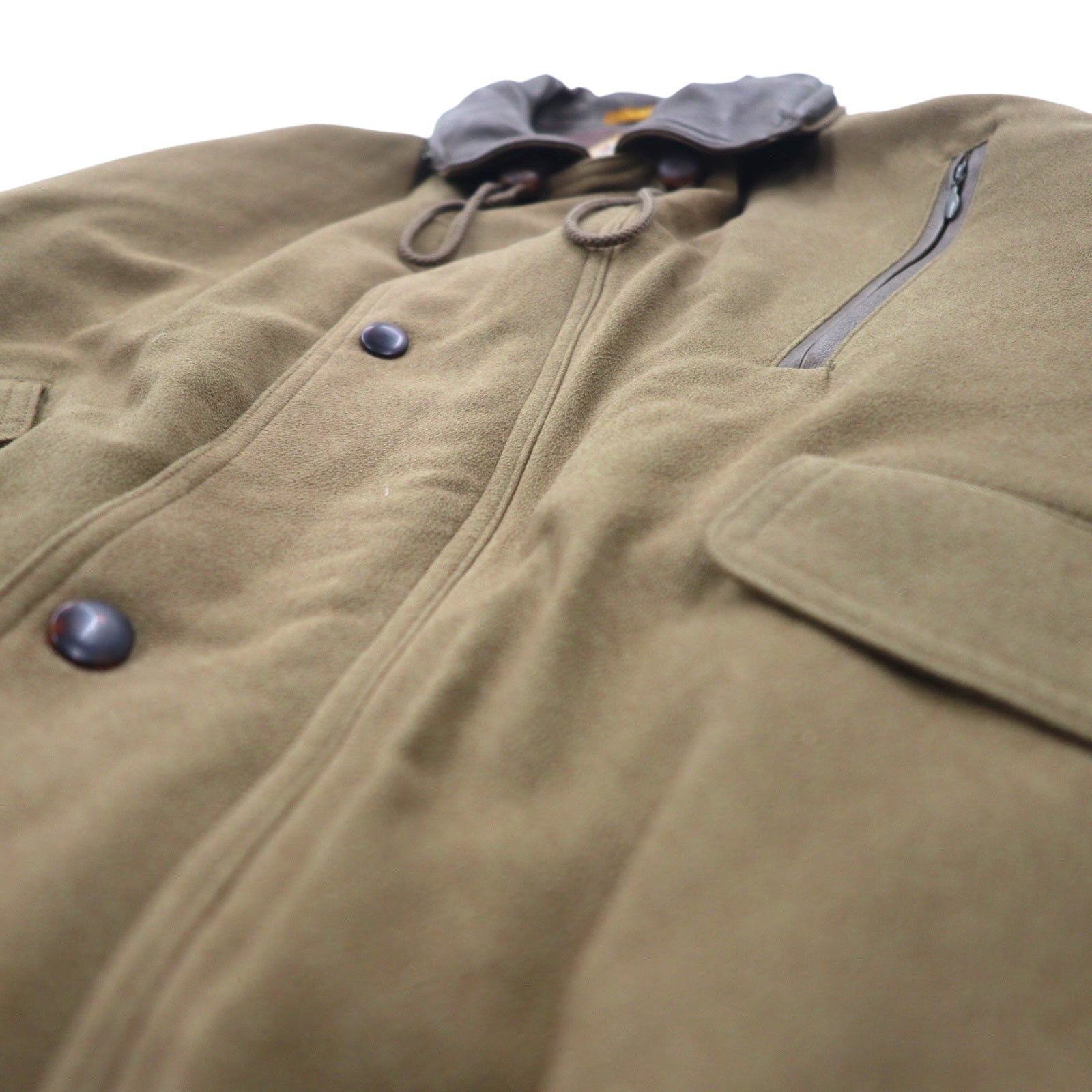 LANCEL Giubbotto bomber con inserti in materiali diversi, taglia M, marrone, in poliestere, con cappuccio ripiegabile, made in Japan