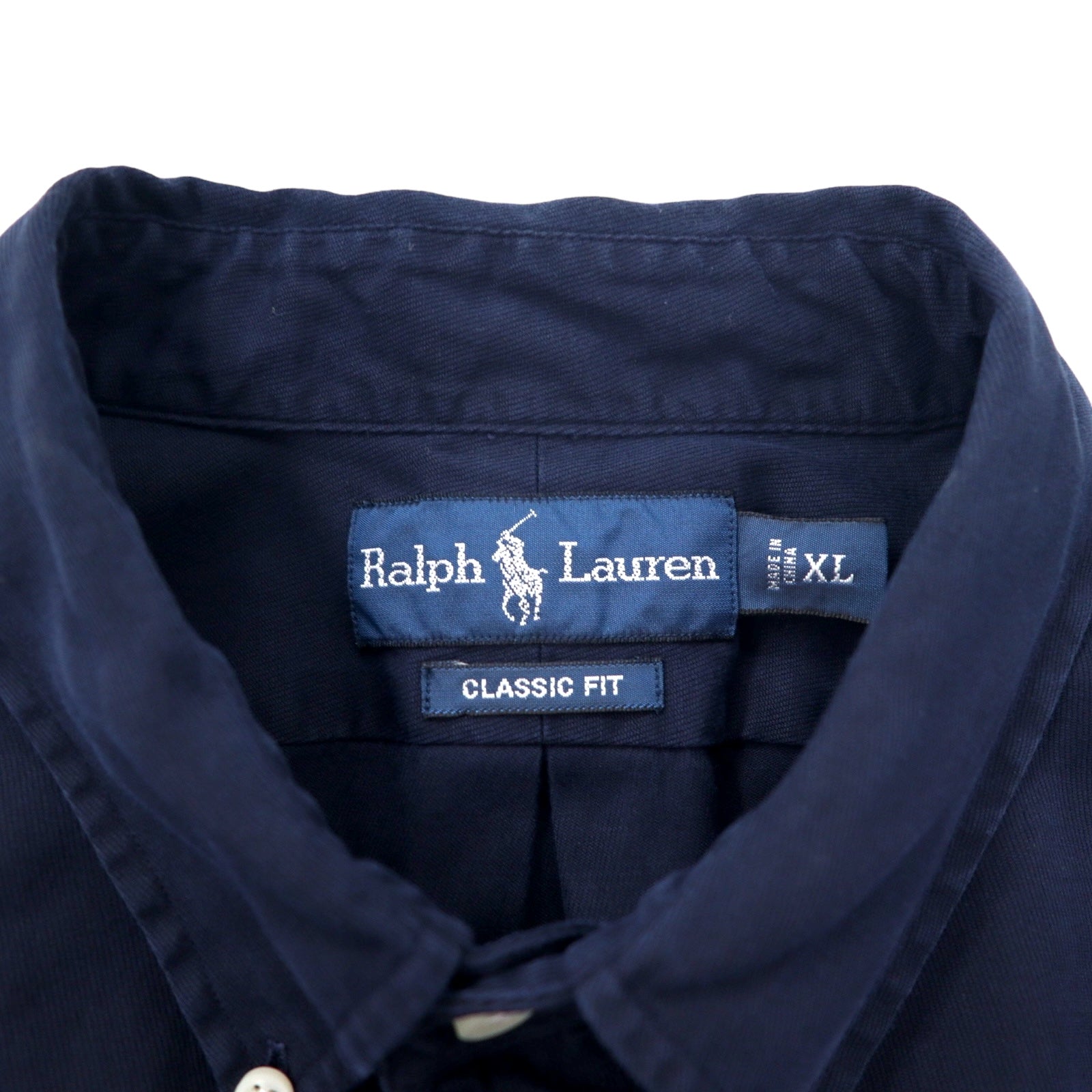 Ralph Lauren Anni '90 Camicia button-down Classic Fit XL Cotone blu scuro Ricamo piccolo pony