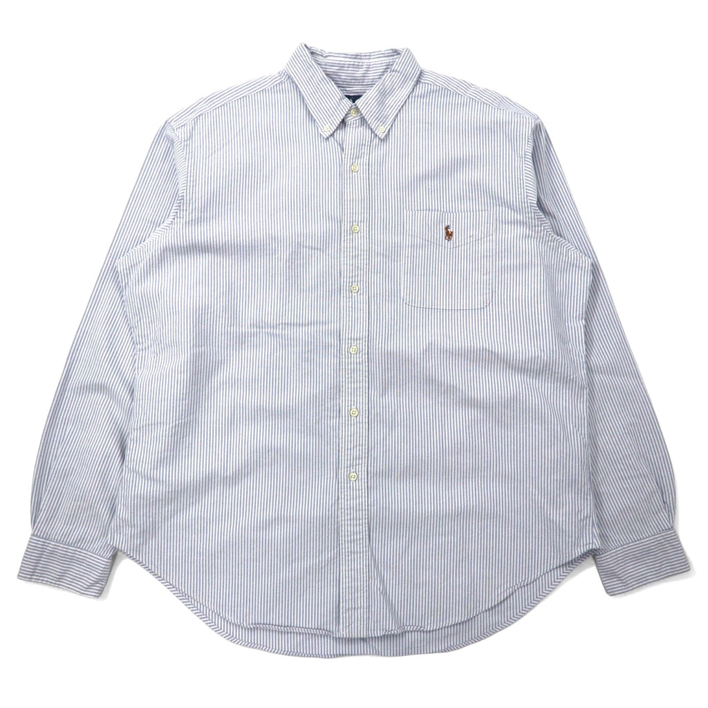 Ralph Lauren anni '90 camicia Oxford button-down XL blu a righe in cotone CLASSIC FIT con ricamo piccolo pony