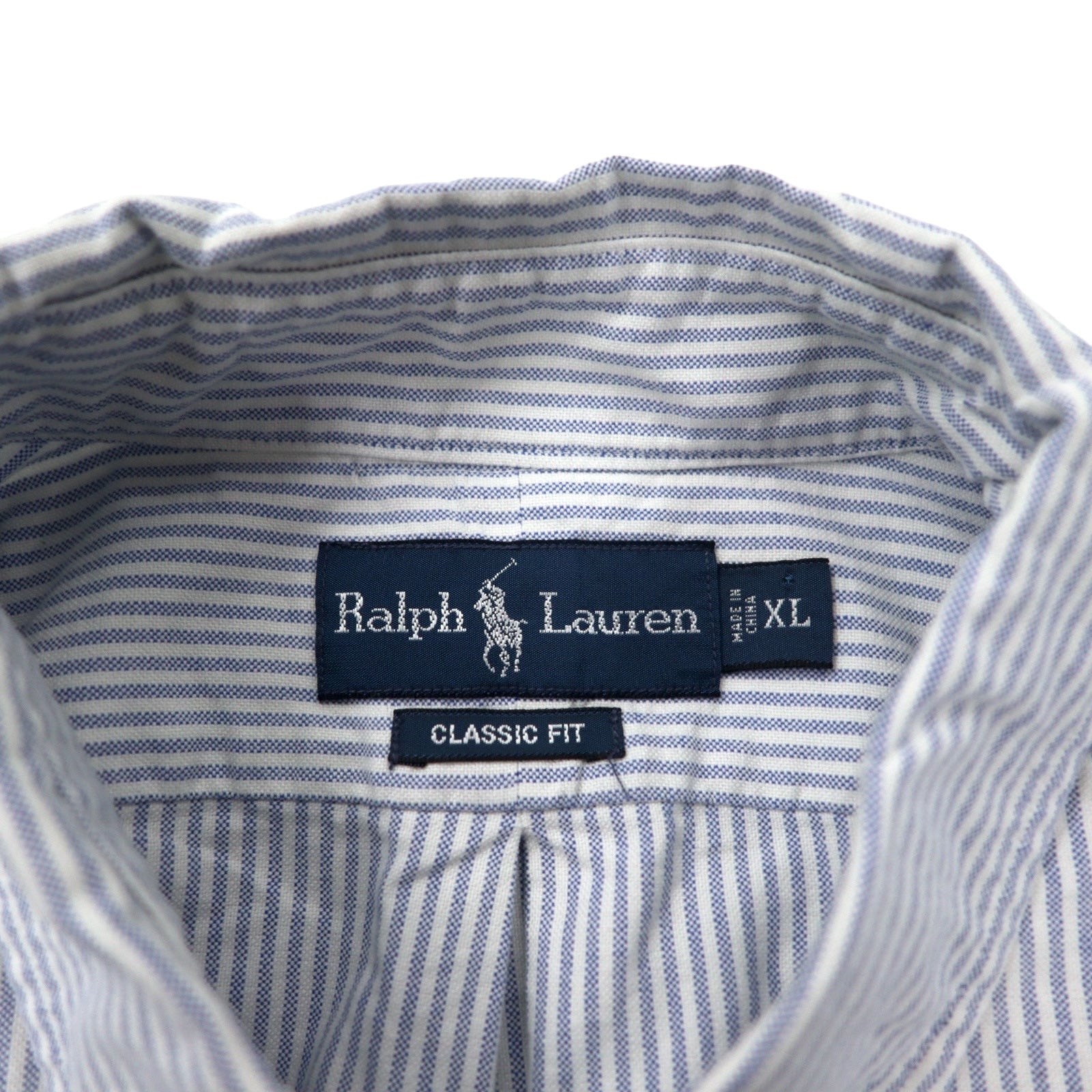 Ralph Lauren anni '90 camicia Oxford button-down XL blu a righe in cotone CLASSIC FIT con ricamo piccolo pony