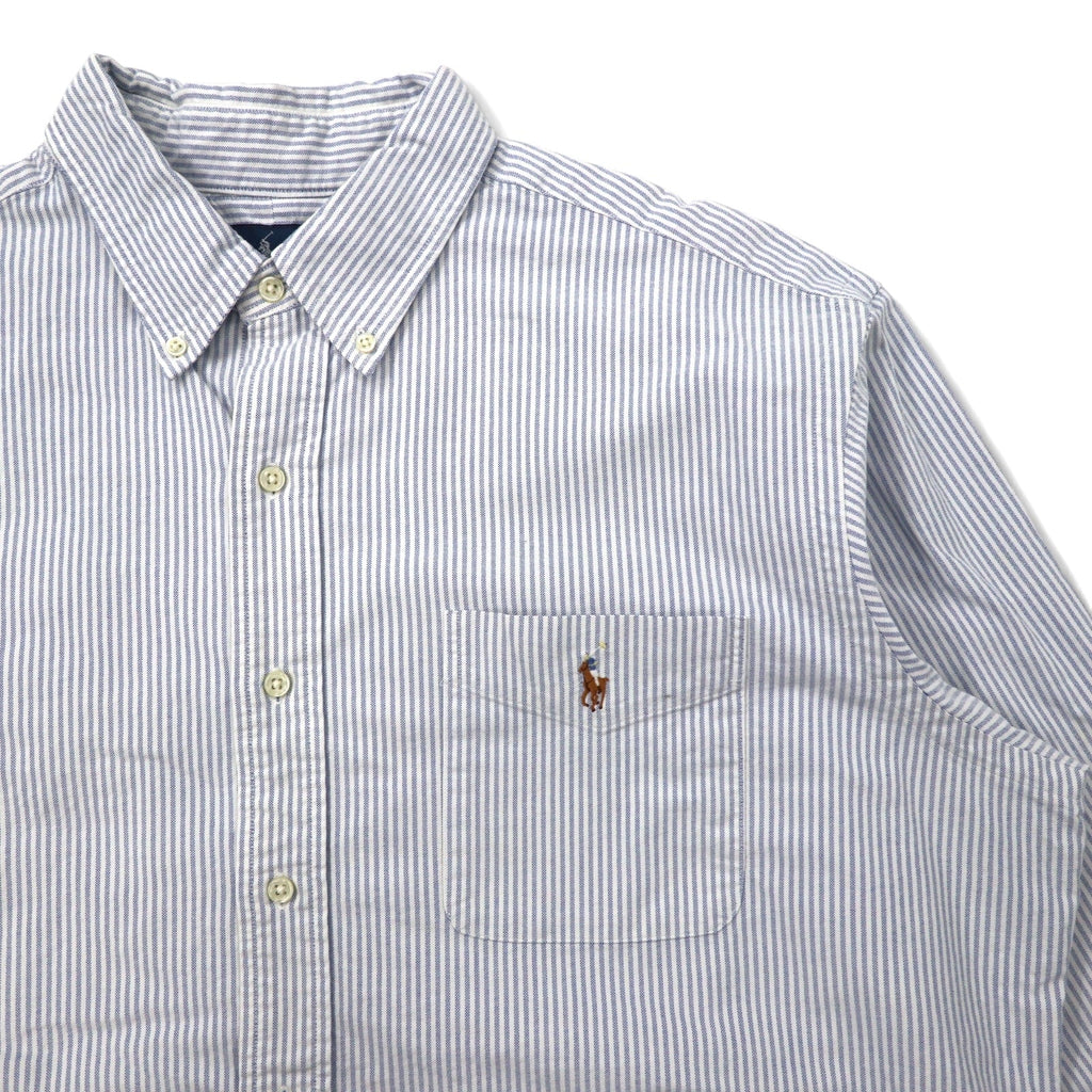Ralph Lauren anni '90 camicia Oxford button-down XL blu a righe in cotone CLASSIC FIT con ricamo piccolo pony