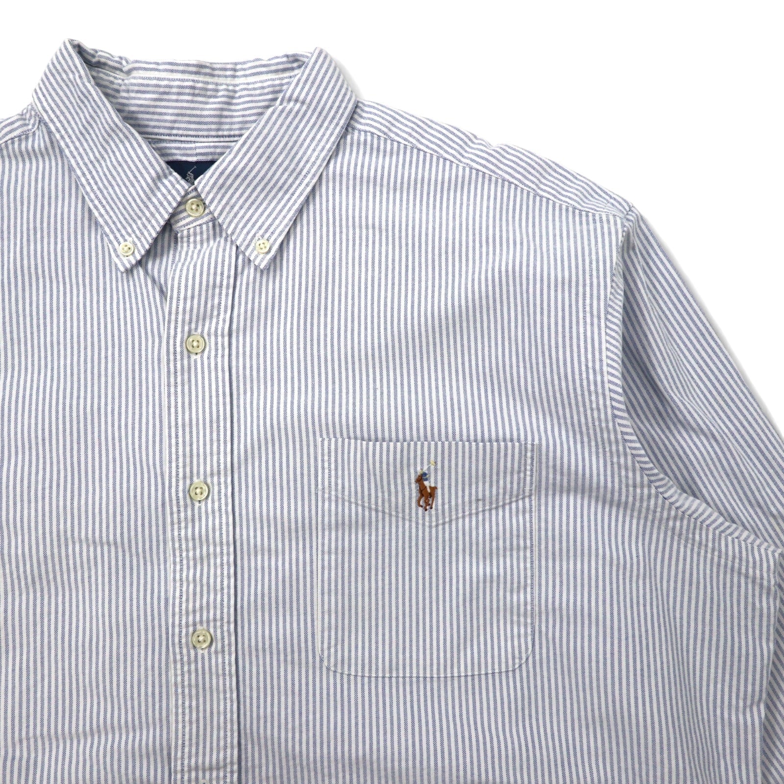Ralph Lauren anni '90 camicia Oxford button-down XL blu a righe in cotone CLASSIC FIT con ricamo piccolo pony