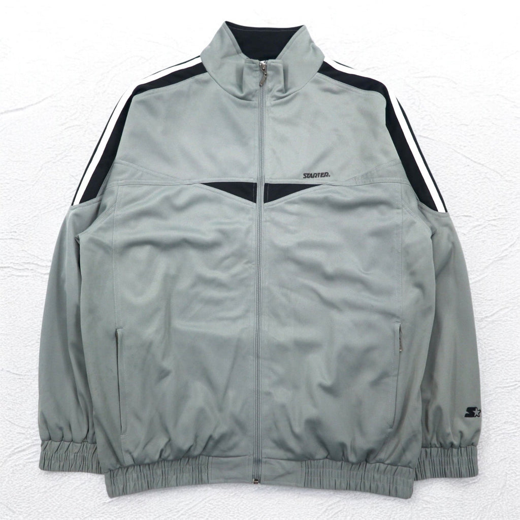 STARTER Anni '90 Track Jacket Tuta Sportiva XL Grigio Strisce Laterali Collo Alto