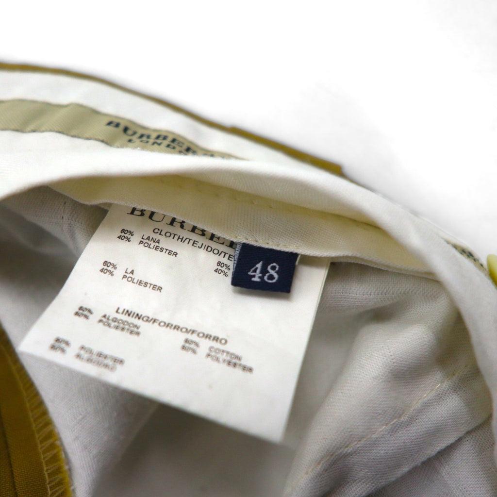 BURBERRY スペイン製 2タック ワイド スラックス パンツ XL ベージュ ウール プリーツ ダブル