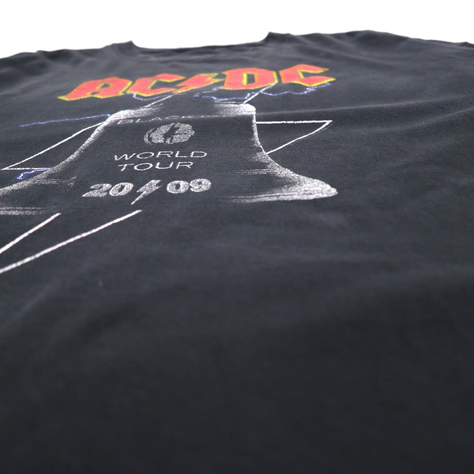 T-shirt rock band AC/DC XL nera cotone tour BLACK ICE stampa fronte/retro