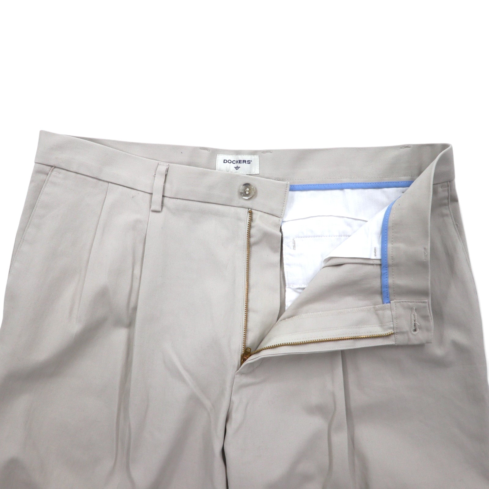 DOCKERS ( Levi's ) pantaloni chino ampi a pieghe 36 beige cotone CLASSIC FIT con piega centrale