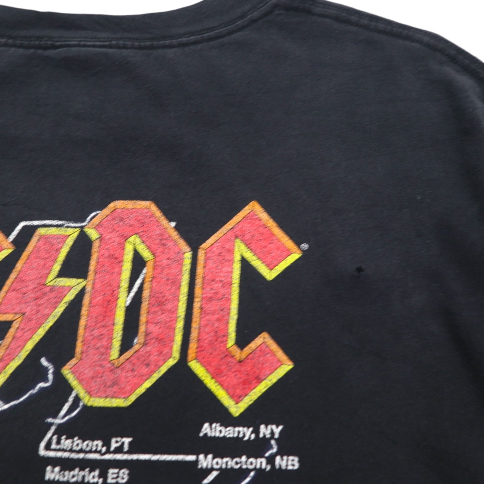 T-shirt rock band AC/DC XL nera cotone tour BLACK ICE stampa fronte/retro
