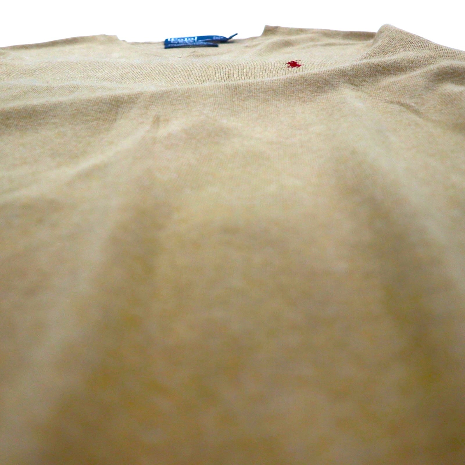 Polo Ralph Lauren 90年代 Vネック ピマコットン ニット セーター L ベージュ スモールポニー刺繡