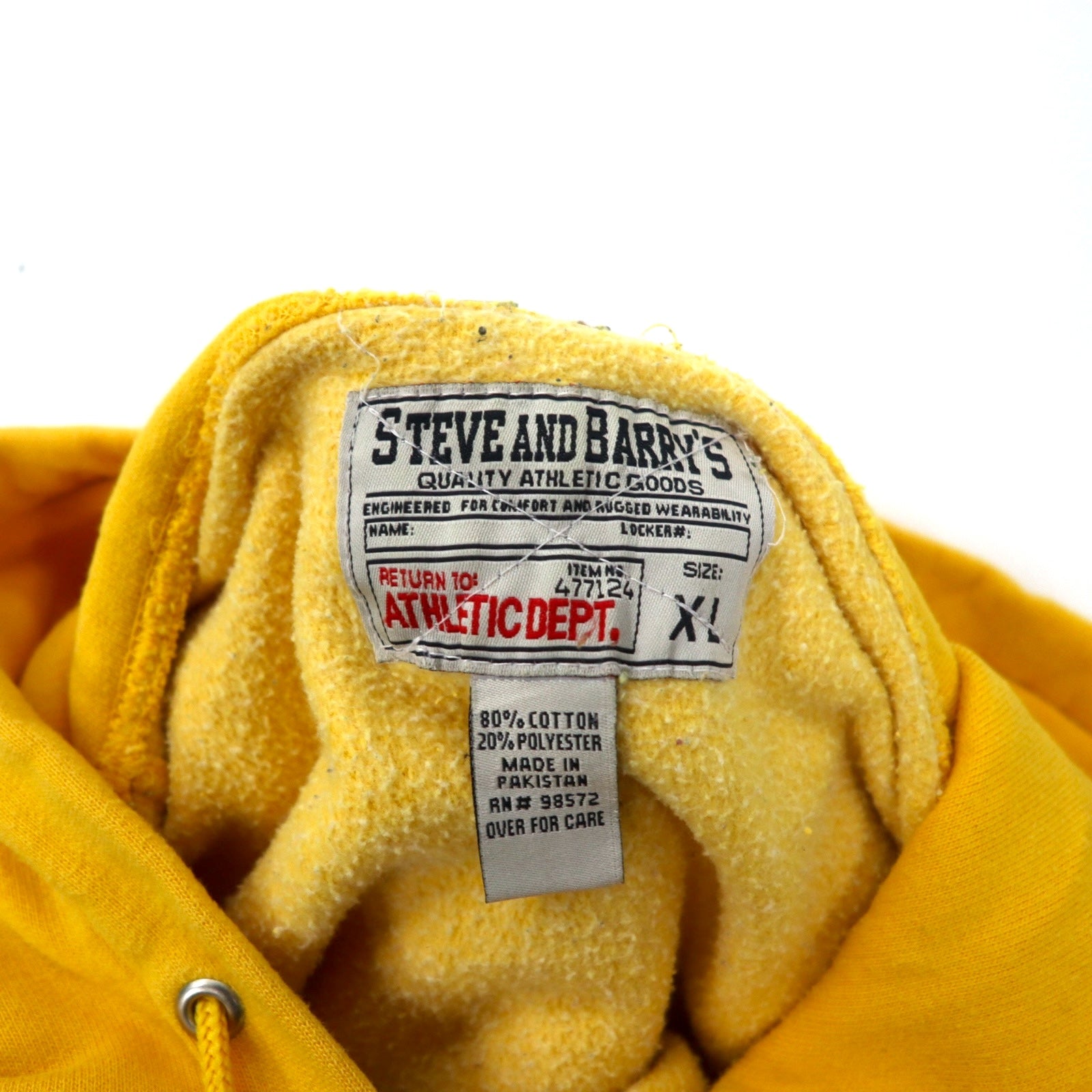 STEVE AND BARRY'S Felpa con cappuccio Reverse Weave, taglia XL, gialla, in cotone, con logo ad arco MICHIGAN universitario, taglia grande