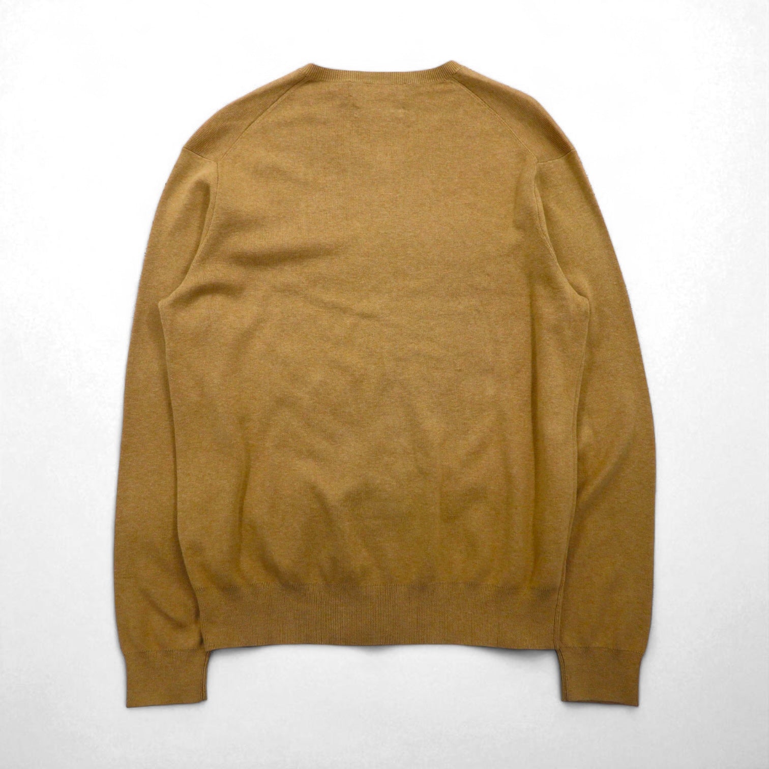 Polo Ralph Lauren 90年代 Vネック ピマコットン ニット セーター L ベージュ スモールポニー刺繡