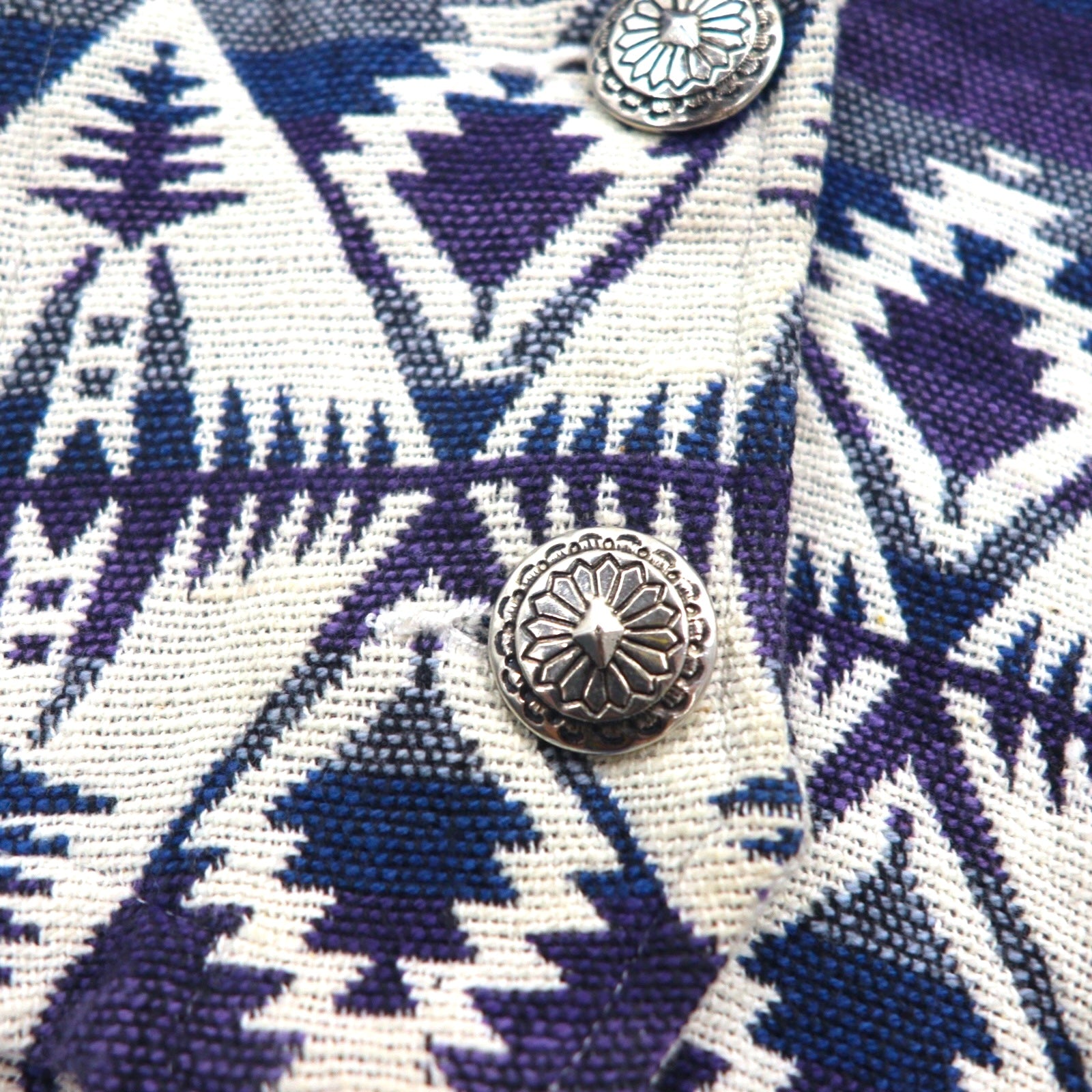 90s Vintage Jacquard Blazer 90年代 チマヨ柄 ジャガードジャケット S コンチョボタン ネイティブ柄 短丈 Southwest Canyon