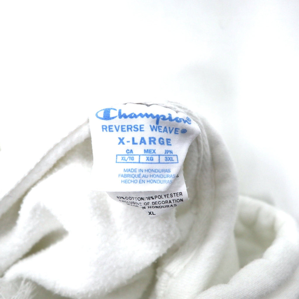 Felpa con cappuccio Champion Reverse Weave, pullover, taglia XL, bianca, in cotone, etichetta blu, riedizione, REVERSE WEAVE GF68WHC, Made in Honduras