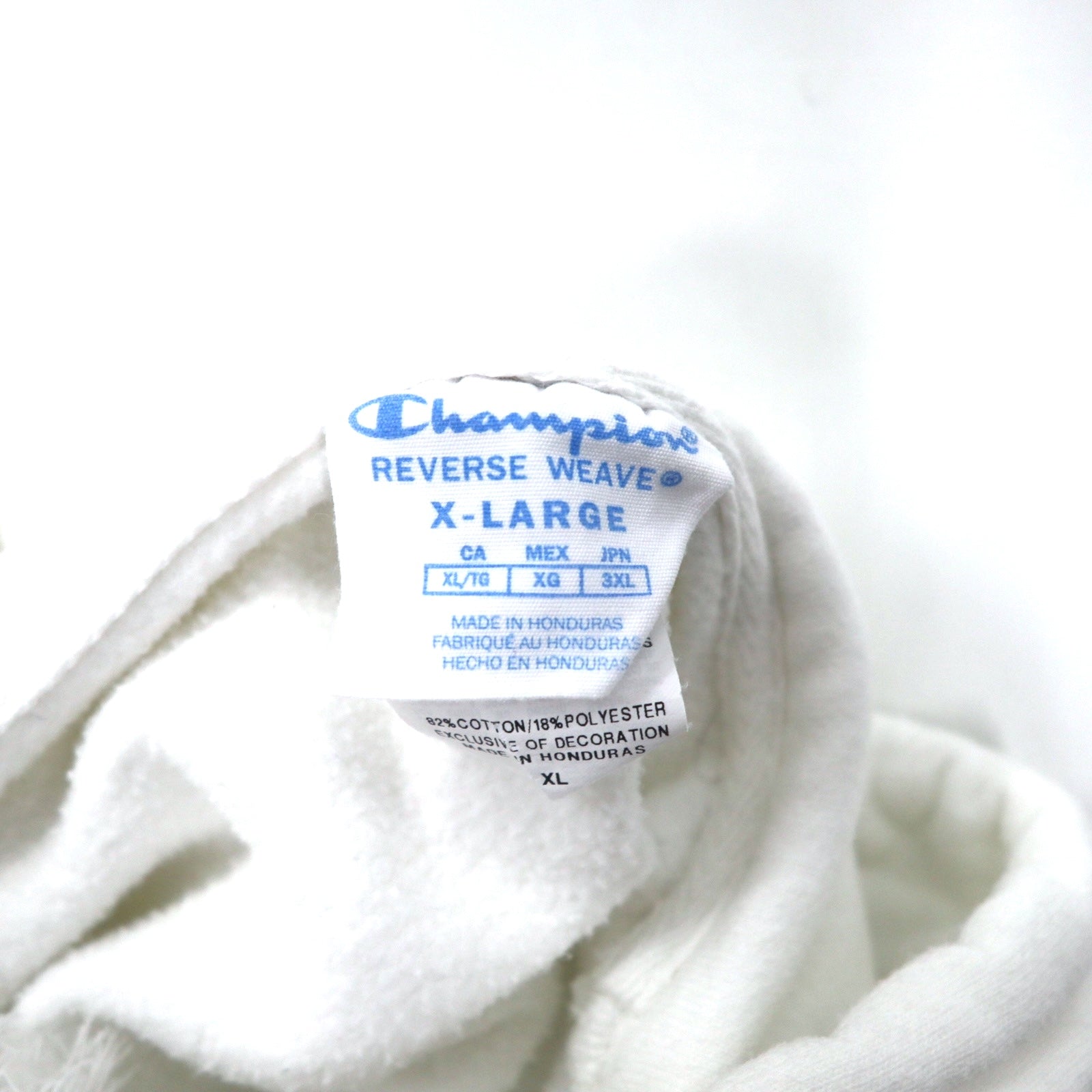 Champion リバースウィーブ プルオーバーパーカー XL ホワイト コットン 青単タグ 復刻 REVERSE WEAVE GF68WHC ホンジュラス製