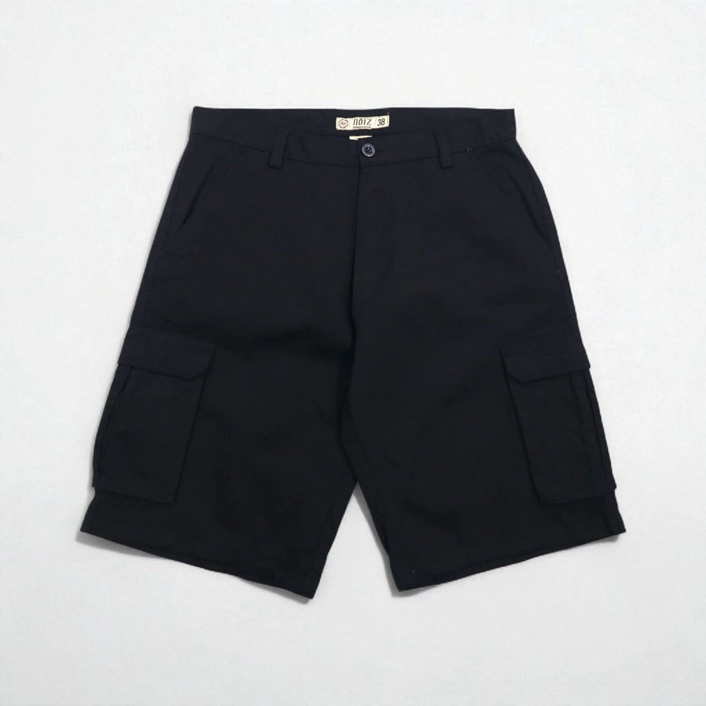 NOIZ Anni '90, pantaloncini cargo ampi, taglia XL, neri, in cotone PREMIUM JEANS, lunghezza al ginocchio