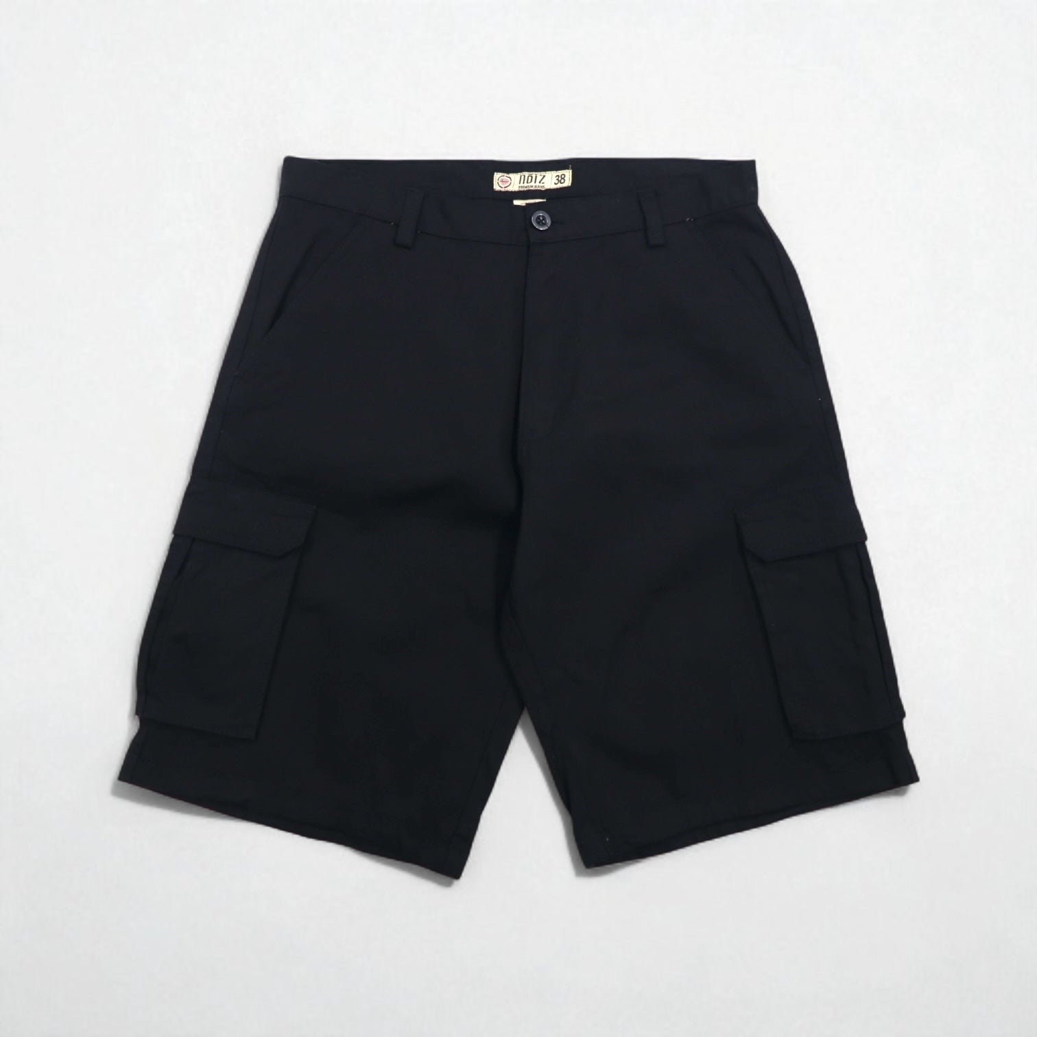 NOIZ Anni '90, pantaloncini cargo ampi, taglia XL, neri, in cotone PREMIUM JEANS, lunghezza al ginocchio