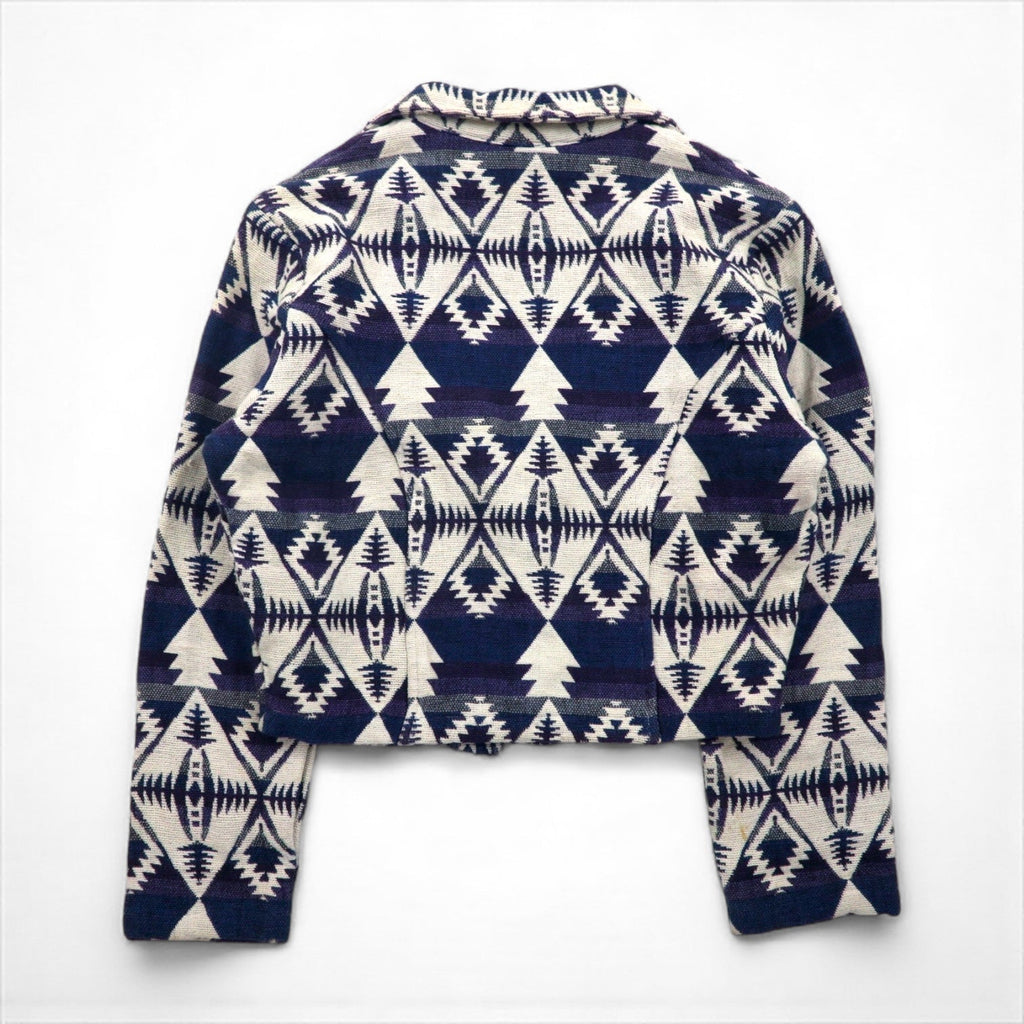 90s Vintage Jacquard Blazer 90年代 チマヨ柄 ジャガードジャケット S コンチョボタン ネイティブ柄 短丈 Southwest Canyon