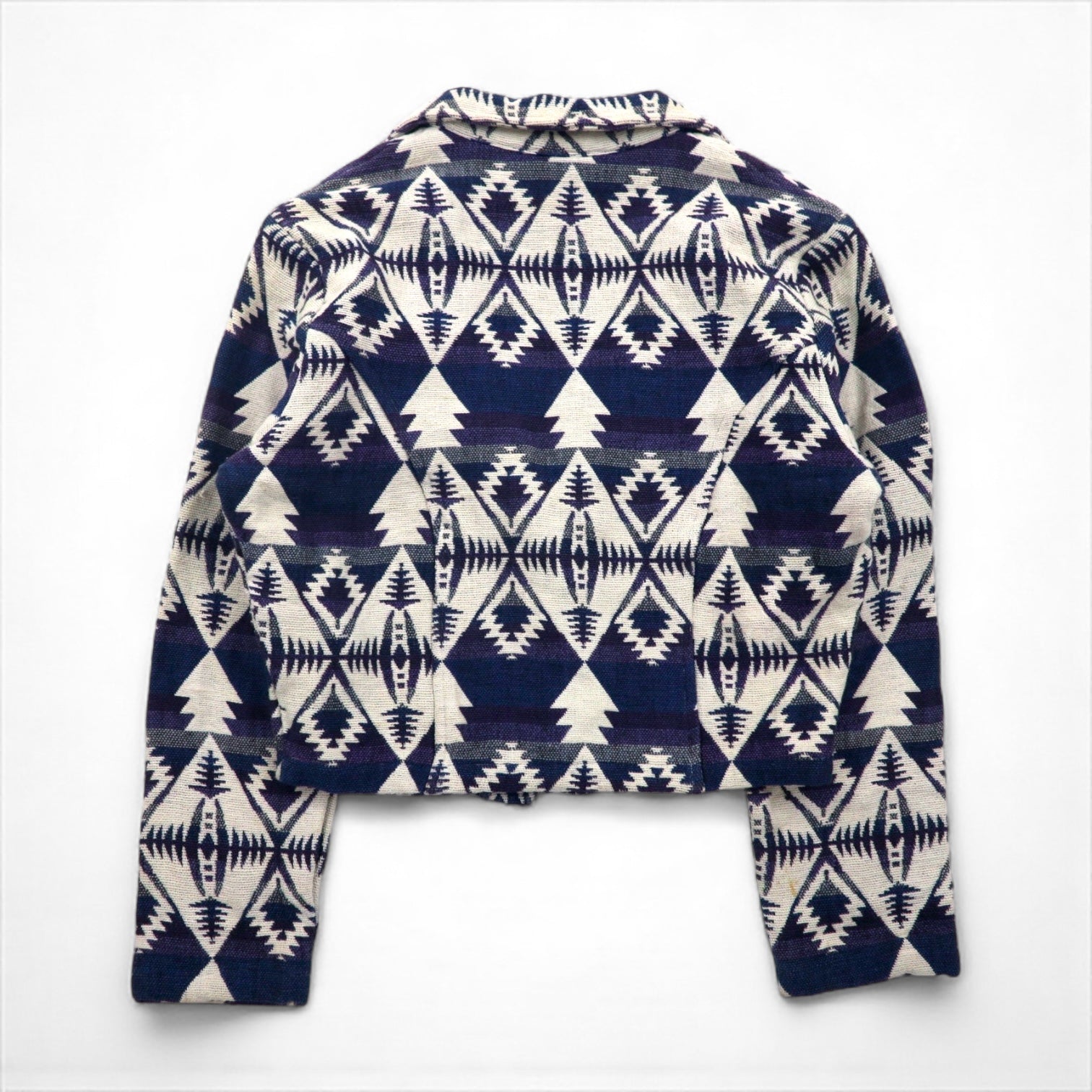 90s Vintage Jacquard Blazer 90年代 チマヨ柄 ジャガードジャケット S コンチョボタン ネイティブ柄 短丈 Southwest Canyon
