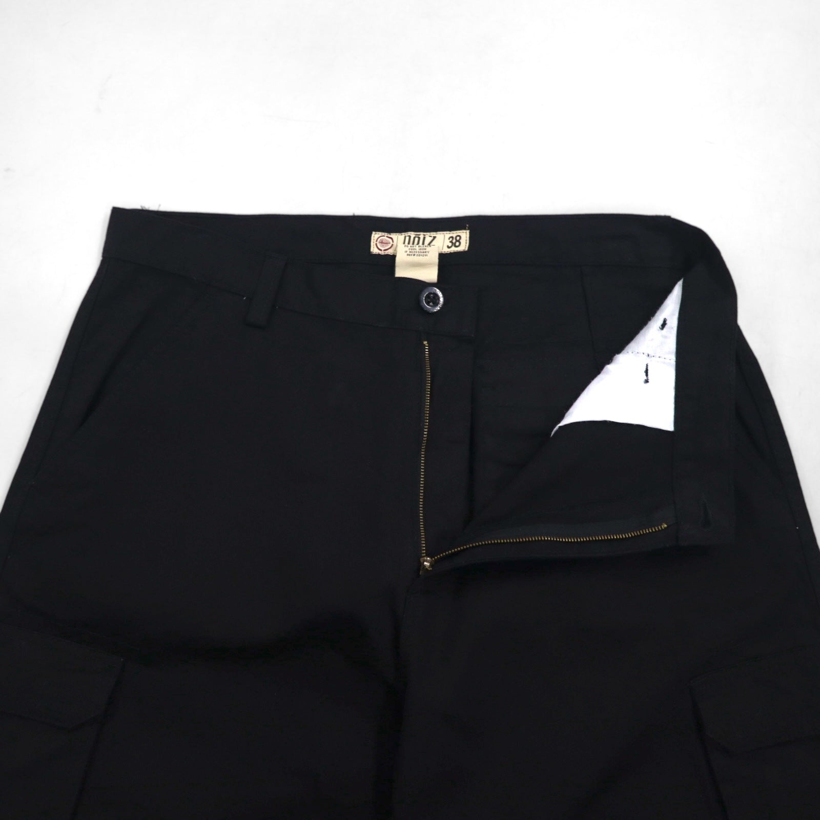 NOIZ Anni '90, pantaloncini cargo ampi, taglia XL, neri, in cotone PREMIUM JEANS, lunghezza al ginocchio