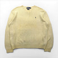 Polo Ralph Lauren 90年代 Vネック ローゲージ コットンニット セーター XL スモールポニー刺繡