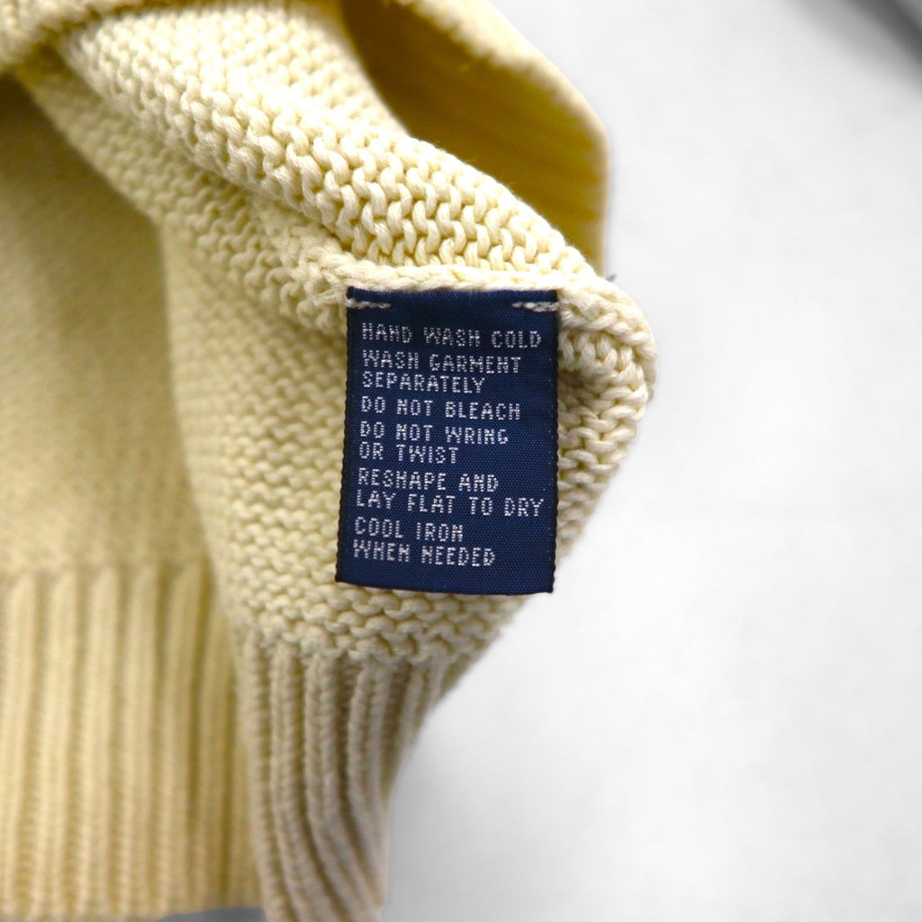 Polo Ralph Lauren 90年代 Vネック ローゲージ コットンニット セーター XL スモールポニー刺繡