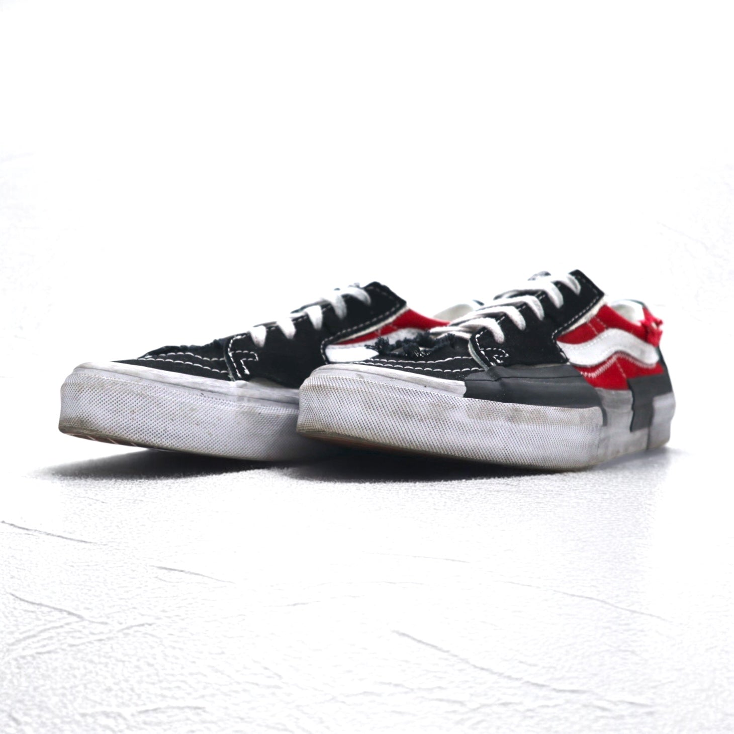 VANS スケートロー リコントラクト SK8-LOW RECONSTRUCT ダメージ加工 スニーカー26.5cm ブラック レッド VN0009QS455