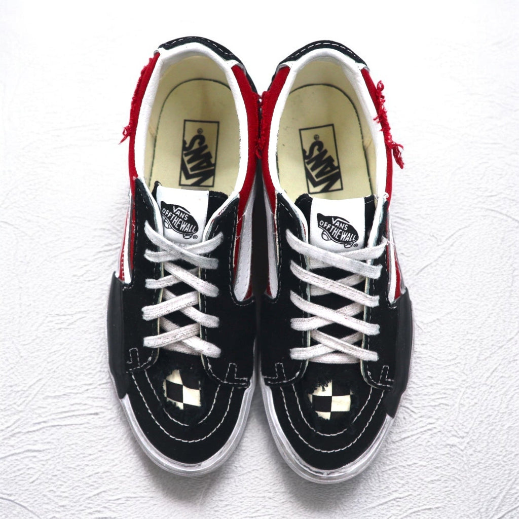 VANS スケートロー リコントラクト SK8-LOW RECONSTRUCT ダメージ加工 スニーカー26.5cm ブラック レッド VN0009QS455