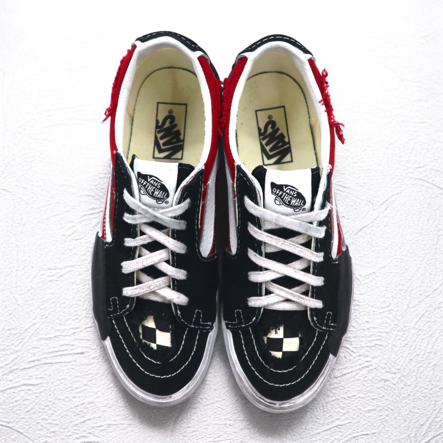 VANS スケートロー リコントラクト SK8-LOW RECONSTRUCT ダメージ加工 スニーカー26.5cm ブラック レッド VN0009QS455