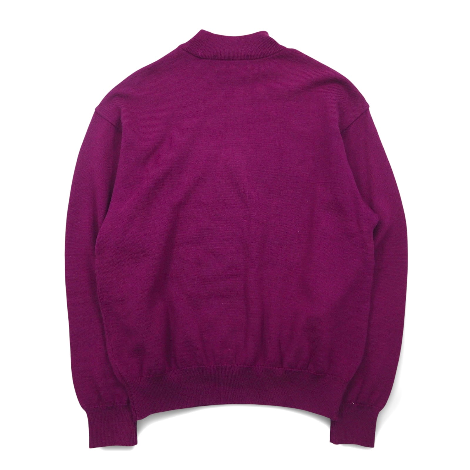 KENZO GOLF anni '90 lupetto in maglia a costa fine, maglione taglia S, viola, lana, ricamo logo a punto singolo, prodotto in Giappone