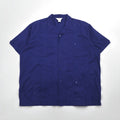 Camicia cubana con colletto aperto SUPREME anni '80, vestibilità ampia, 2XL, blu navy, poliestere cotone