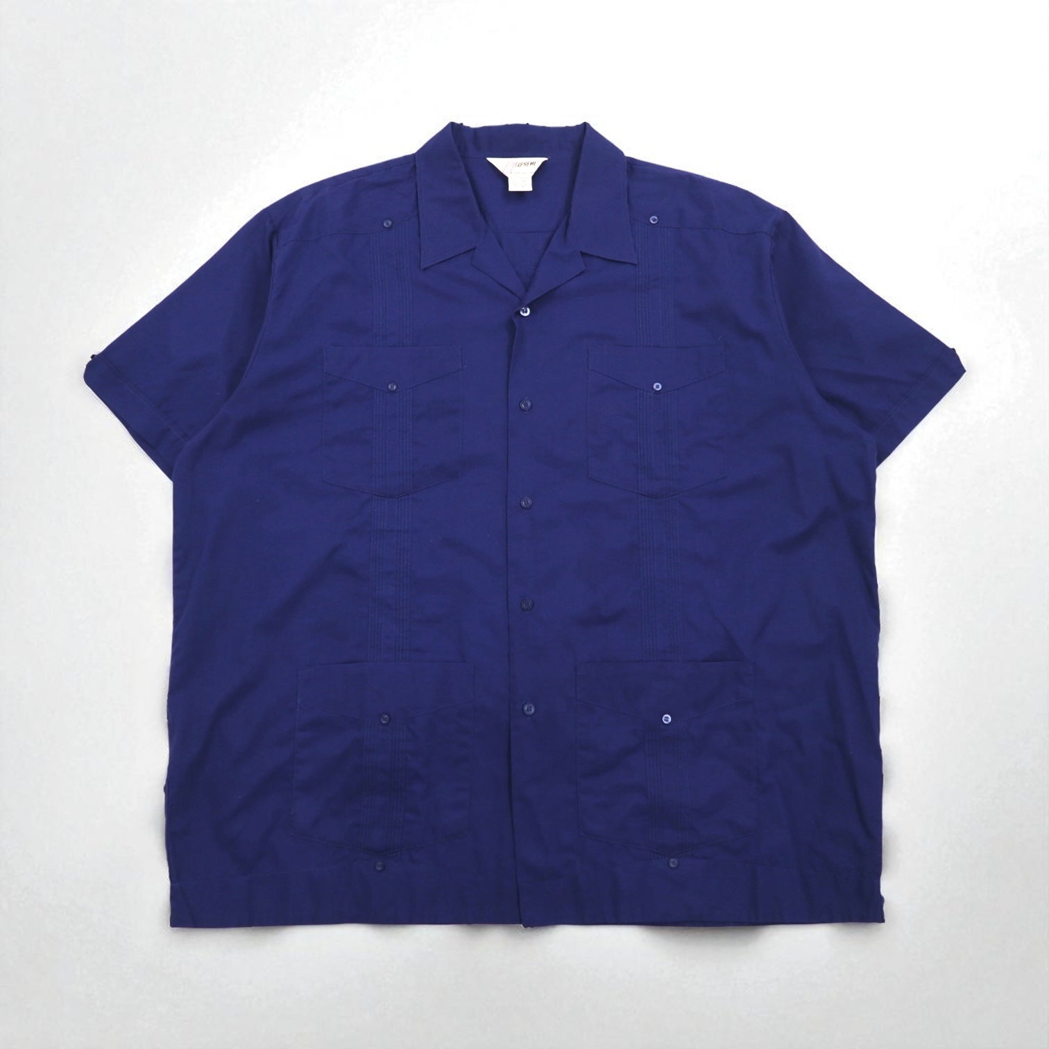 Camicia cubana con colletto aperto SUPREME anni '80, vestibilità ampia, 2XL, blu navy, poliestere cotone
