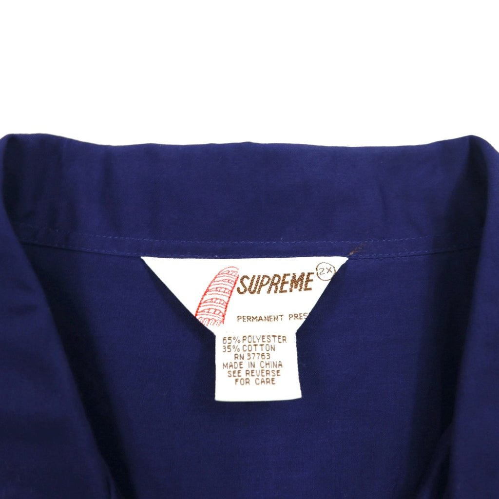 Camicia cubana con colletto aperto SUPREME anni '80, vestibilità ampia, 2XL, blu navy, poliestere cotone