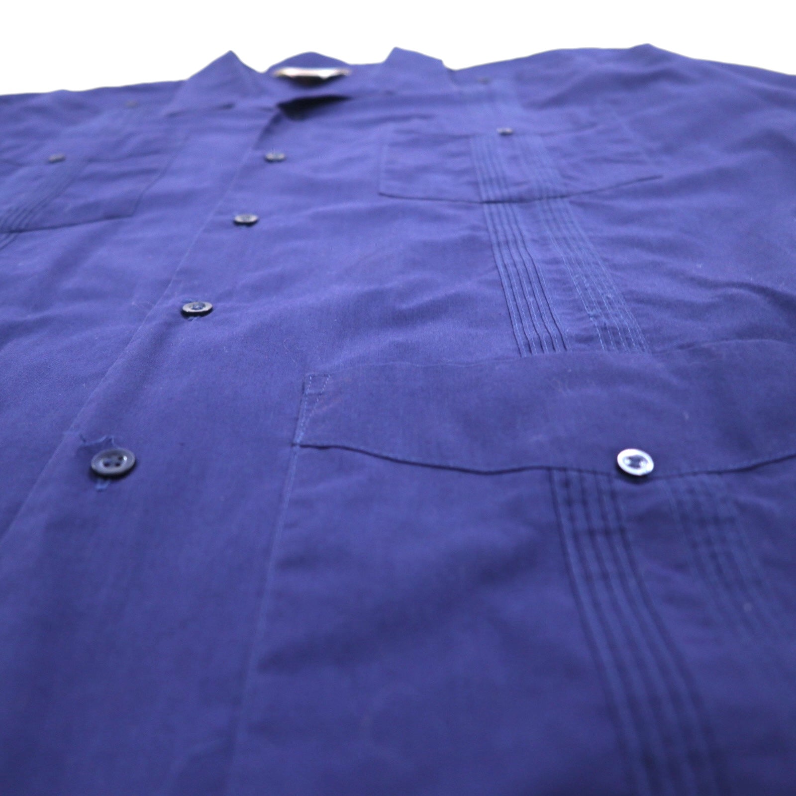 Camicia cubana con colletto aperto SUPREME anni '80, vestibilità ampia, 2XL, blu navy, poliestere cotone