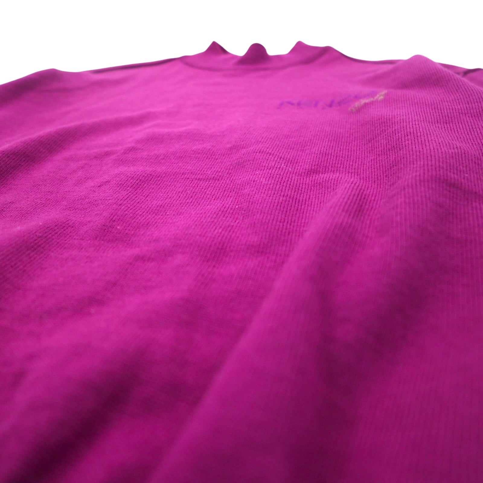 KENZO GOLF anni '90 lupetto in maglia a costa fine, maglione taglia S, viola, lana, ricamo logo a punto singolo, prodotto in Giappone