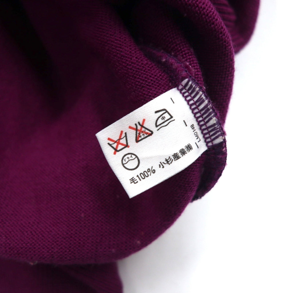 KENZO GOLF 90年代 モックネック ハイゲージニット セーター S パープル ウール ワンポイントロゴ刺繍 日本製
