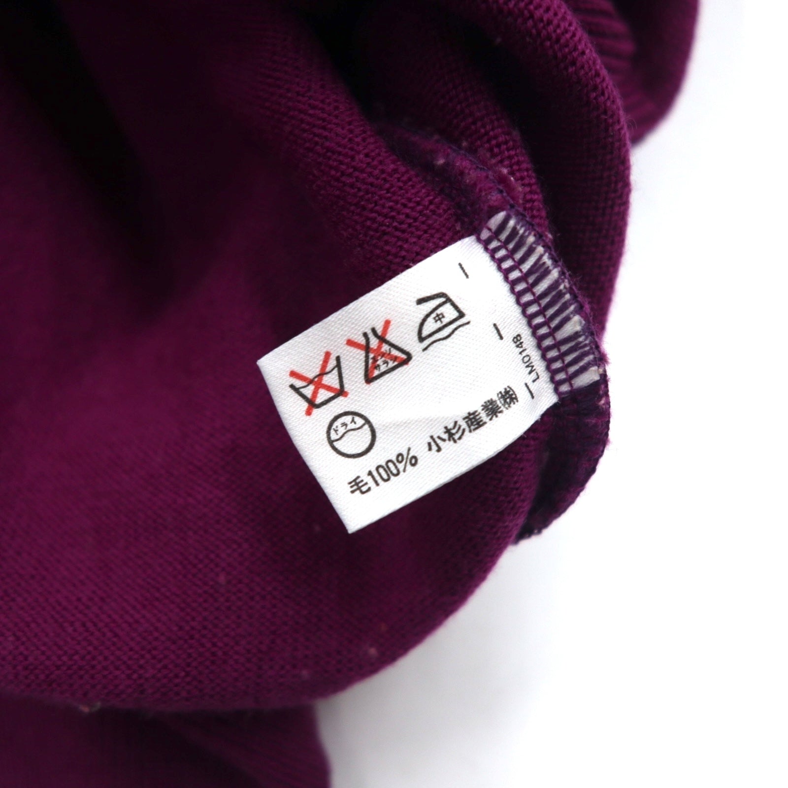 KENZO GOLF anni '90 lupetto in maglia a costa fine, maglione taglia S, viola, lana, ricamo logo a punto singolo, prodotto in Giappone