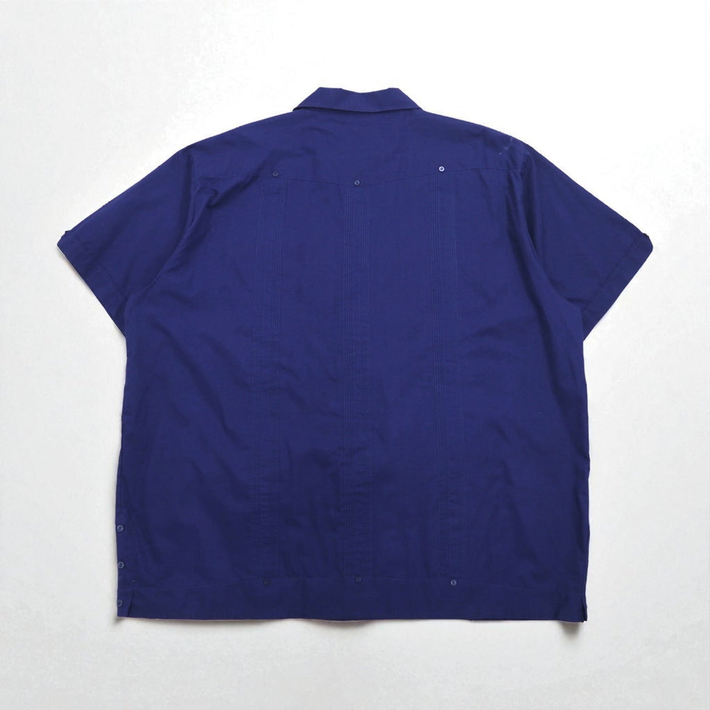 Camicia cubana con colletto aperto SUPREME anni '80, vestibilità ampia, 2XL, blu navy, poliestere cotone
