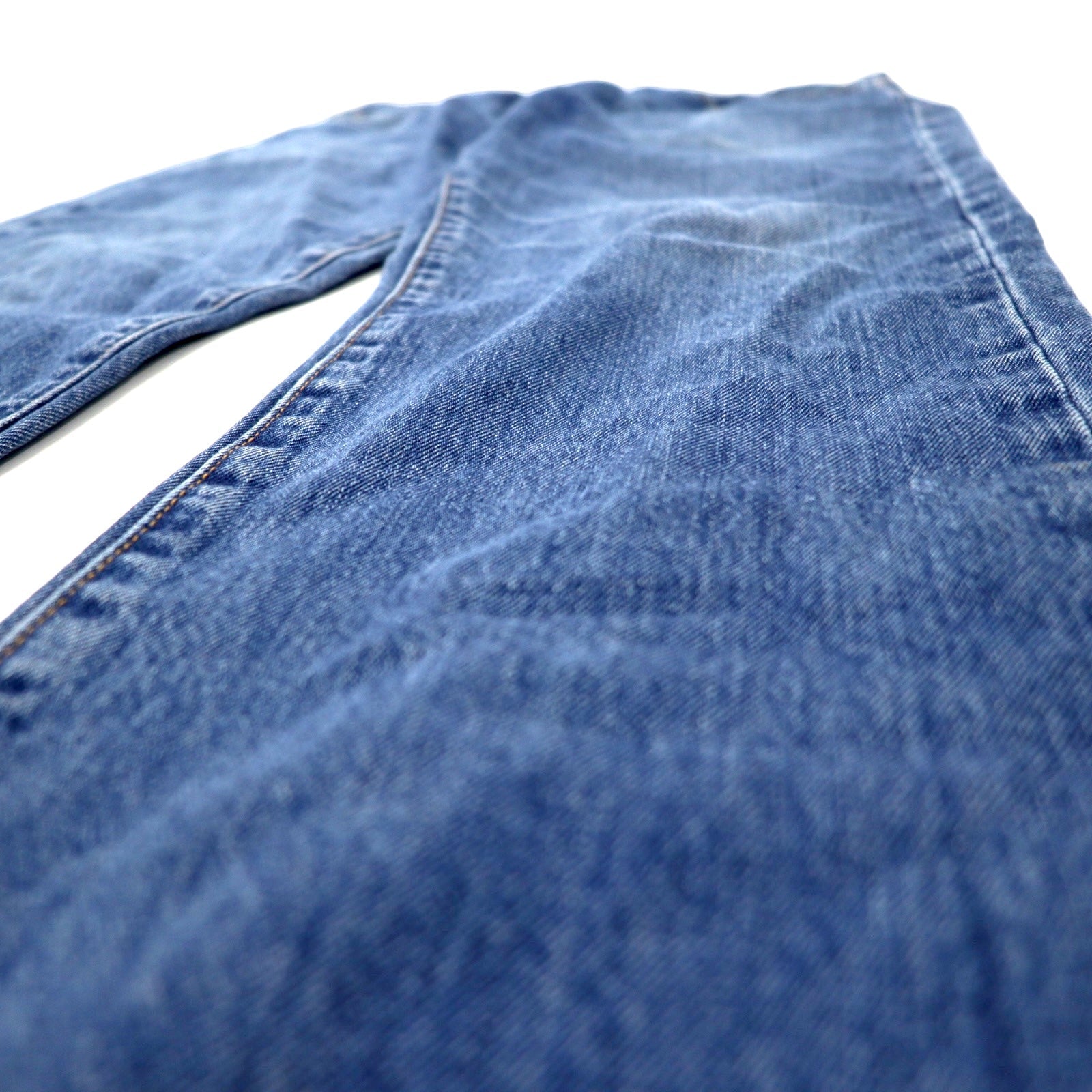 Levi's PREMIUM Jeans "Big E" Taglia W88 Blu Cotone Chiusura a zip Patch in pelle Bottone retro 8520
