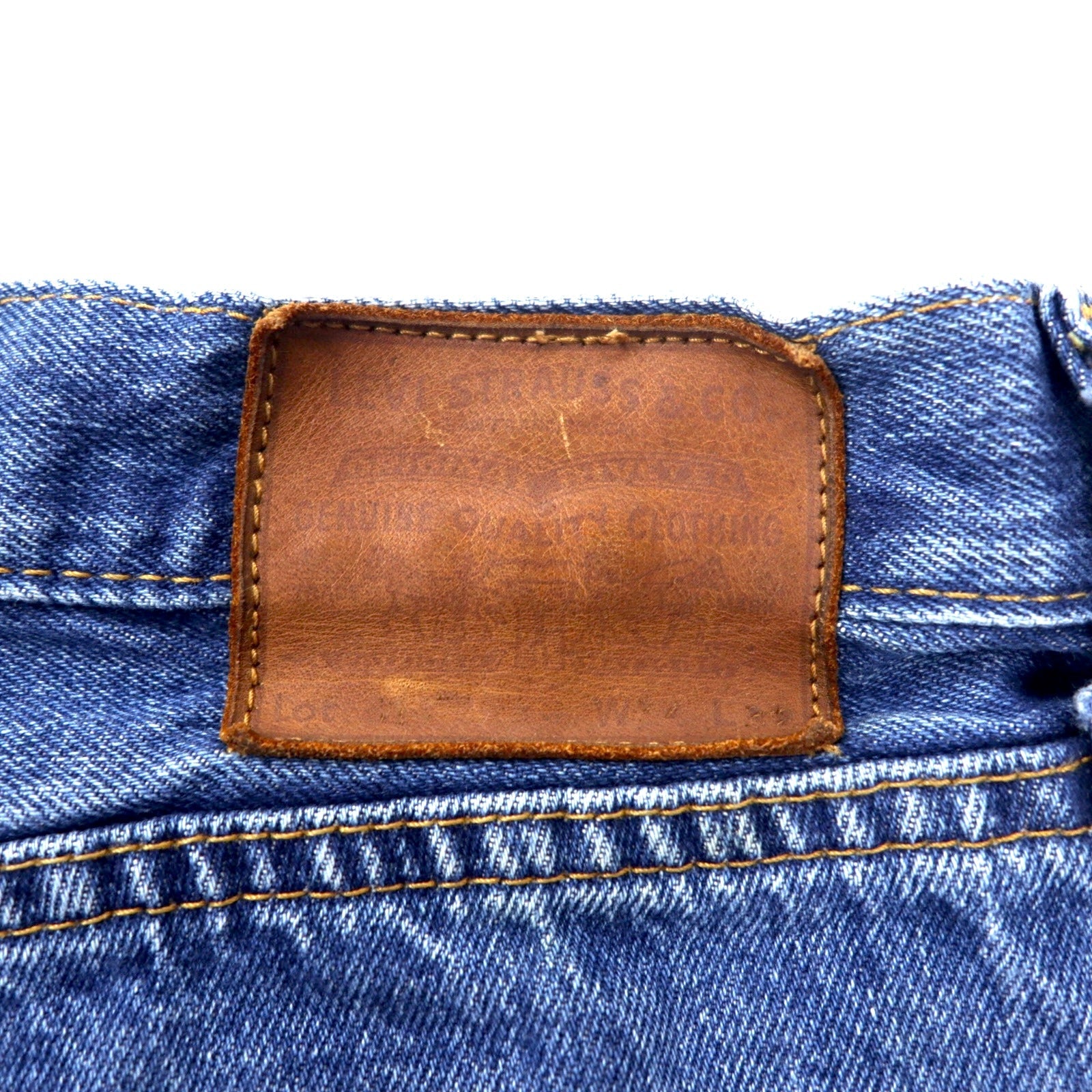 Levi's PREMIUM ビッグE デニムパンツ W88 ブルー コットン ジッパーフライ レザーパッチ ボタン裏8520