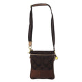 Borsa a tracolla COACH Signature Stripe Swingpack marrone in tela e pelle 40758
