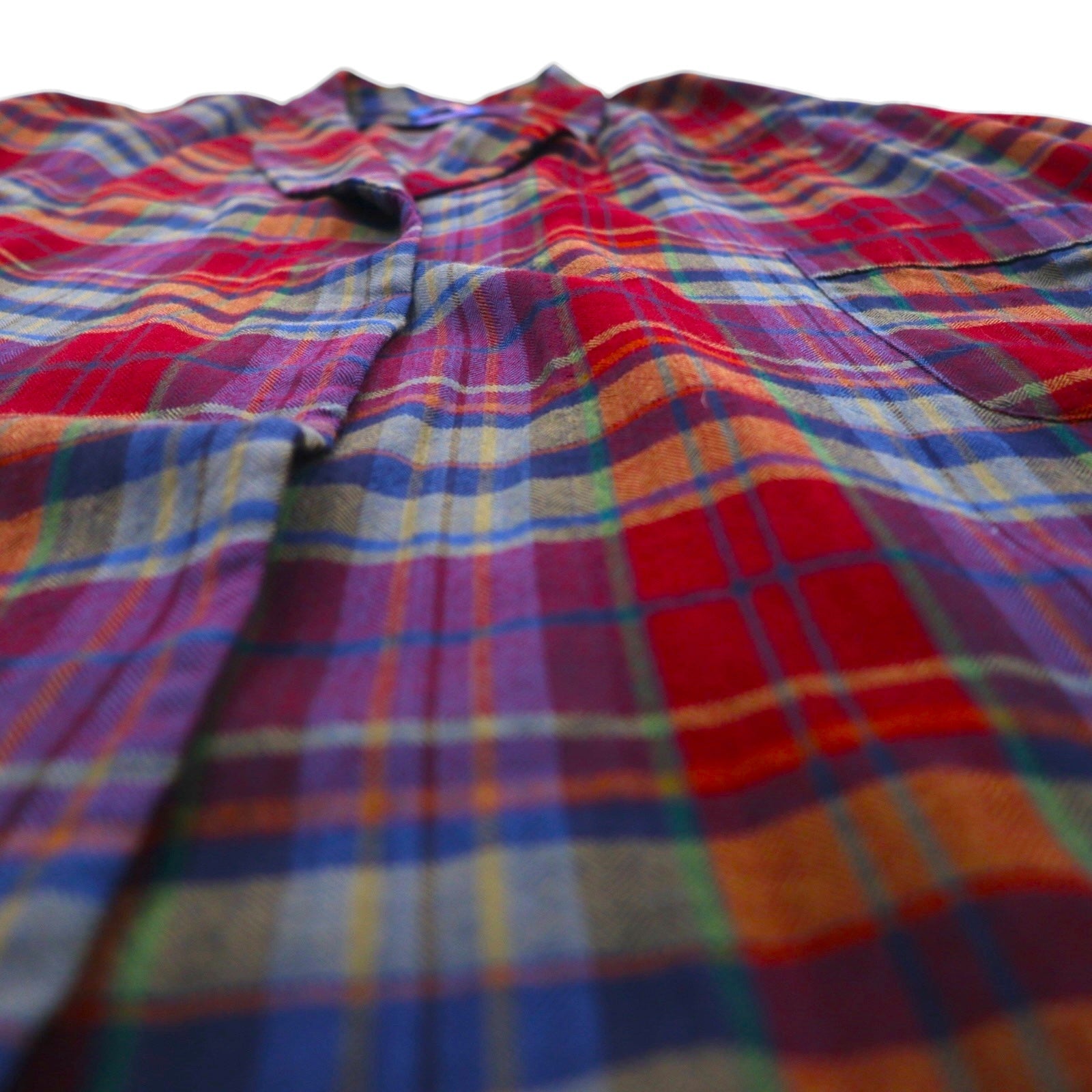 PENDLETON USA製 ガウン ノーカラーコート XL レッド ウール チェック