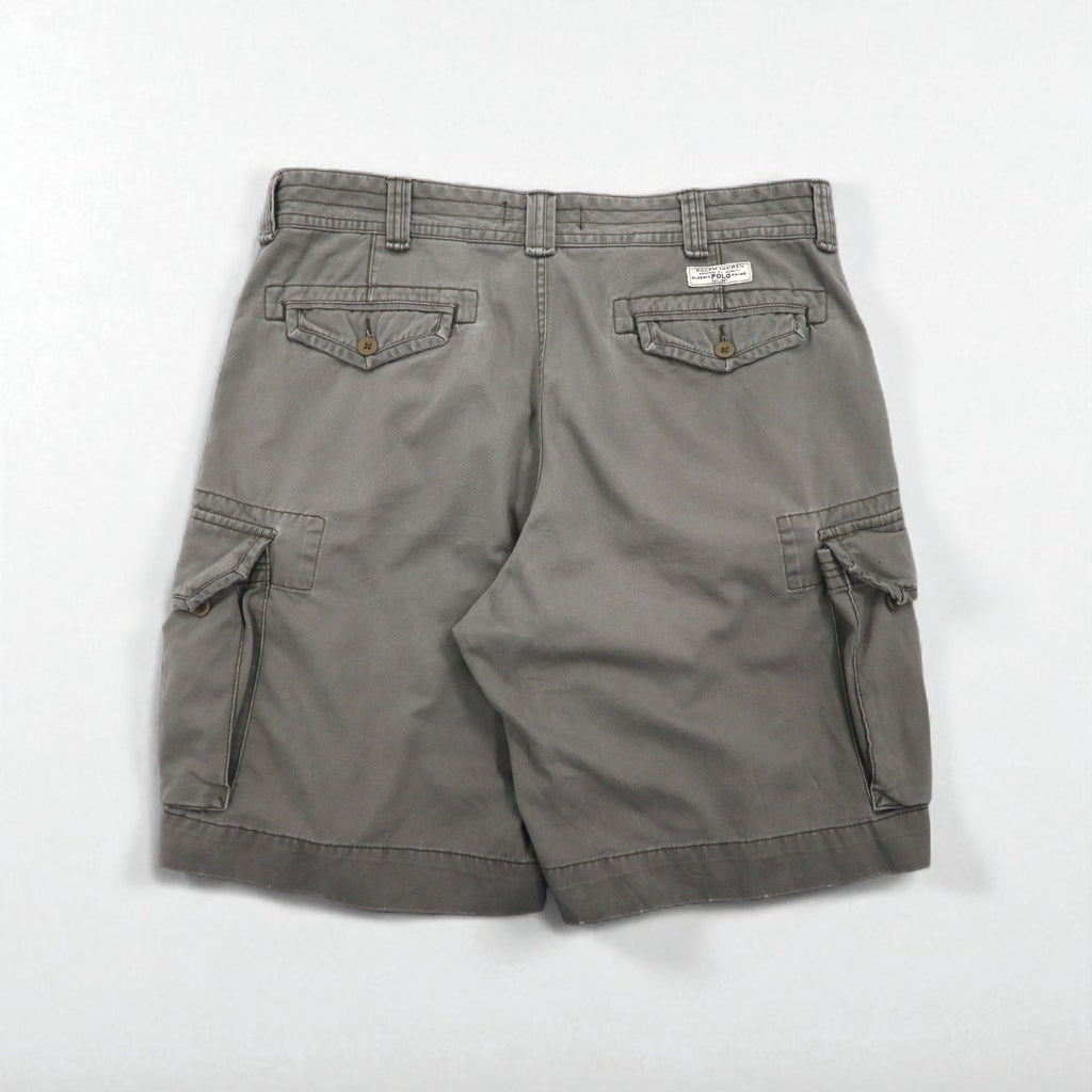 Polo by Ralph Lauren anni '90, pantaloncini cargo larghi Polo Chino, taglia XL, color cachi, in cotone, sotto il ginocchio.