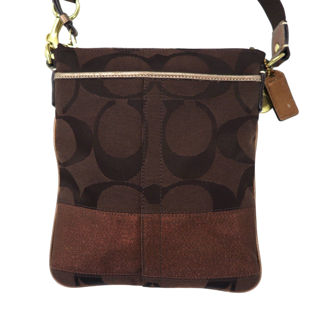 Borsa a tracolla COACH Signature Stripe Swingpack marrone in tela e pelle 40758