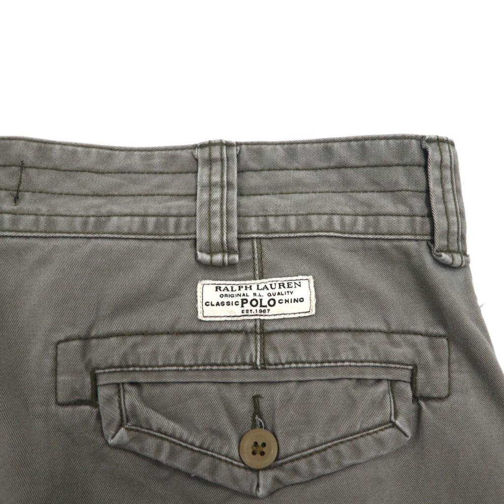 Polo by Ralph Lauren anni '90, pantaloncini cargo larghi Polo Chino, taglia XL, color cachi, in cotone, sotto il ginocchio.